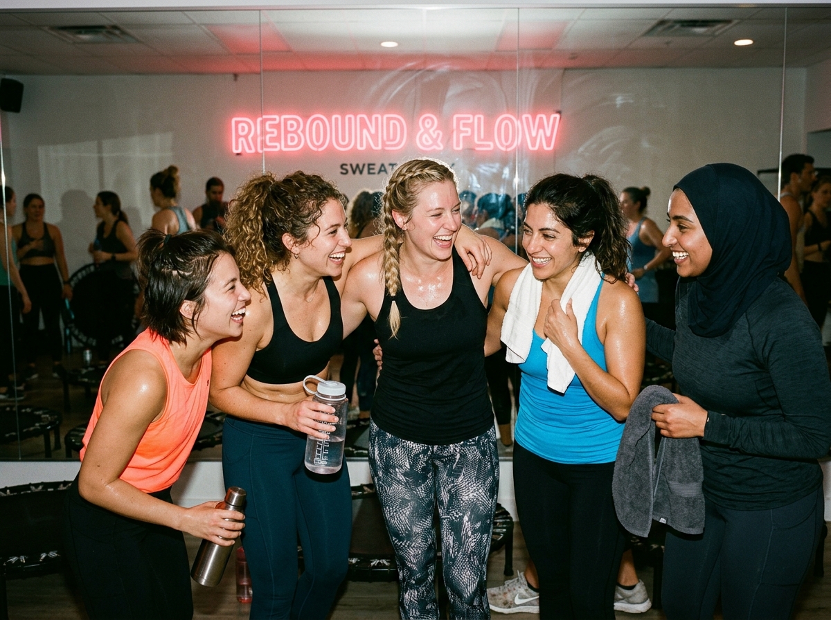 Members laughing together after class